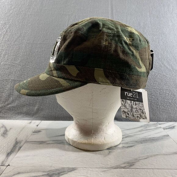 Rue 21 Hat Womens Green Camouflage Strapback Cap Adjustable NEW - Picture 2 of 9